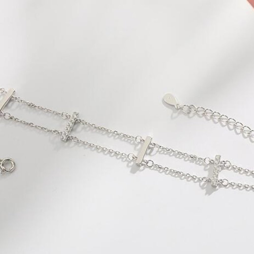 NEW 925 Sterling Silver Diamond Bar Bracelet - Picture 7 of 10